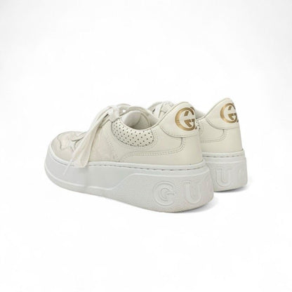 Gucci Sneakers Shoes Leather White GG Embossed Interlocking G Logo