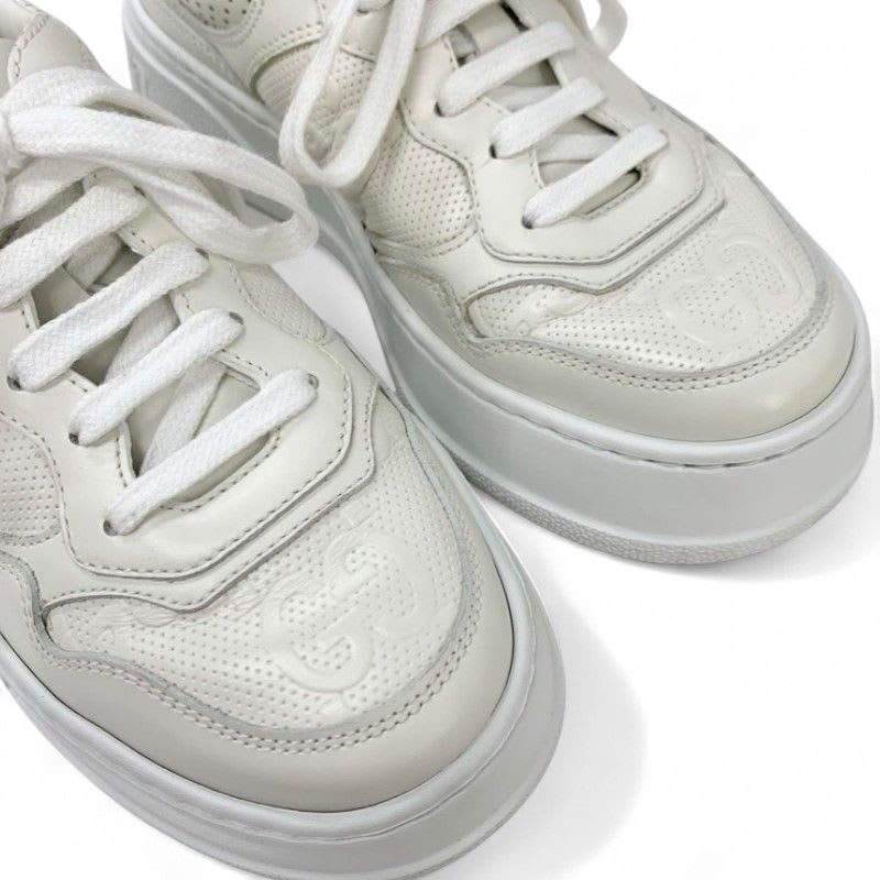 Gucci Sneakers Shoes Leather White GG Embossed Interlocking G Logo