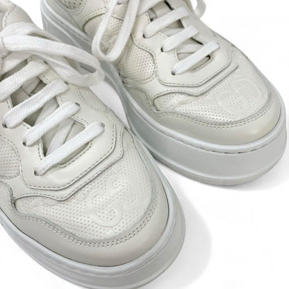 Gucci Sneakers Shoes Leather White GG Embossed Interlocking G Logo