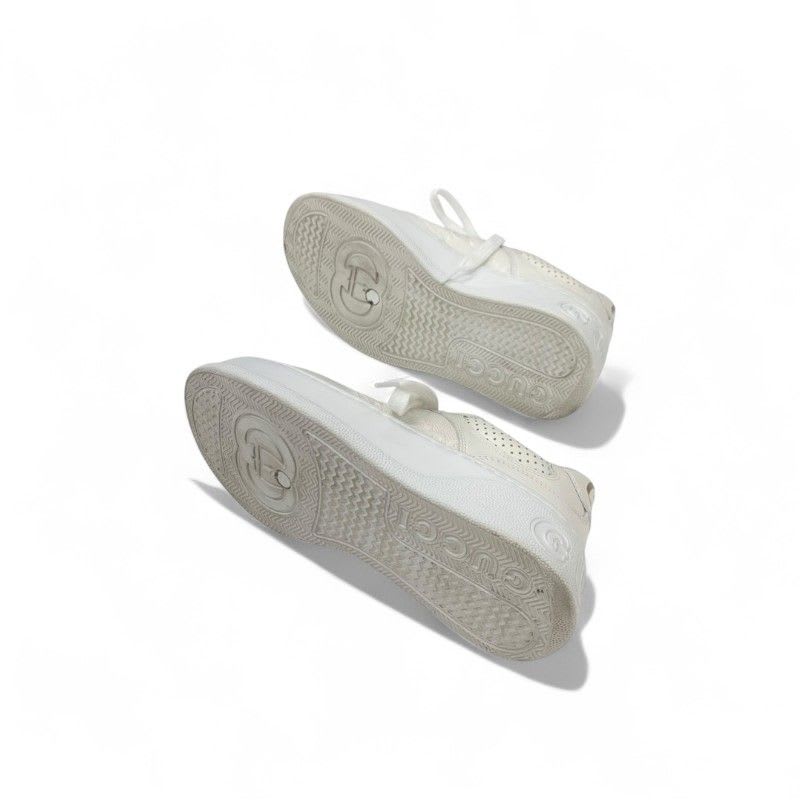 Gucci Sneakers Shoes Leather White GG Embossed Interlocking G Logo