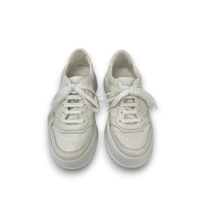Gucci Sneakers Shoes Leather White GG Embossed Interlocking G Logo