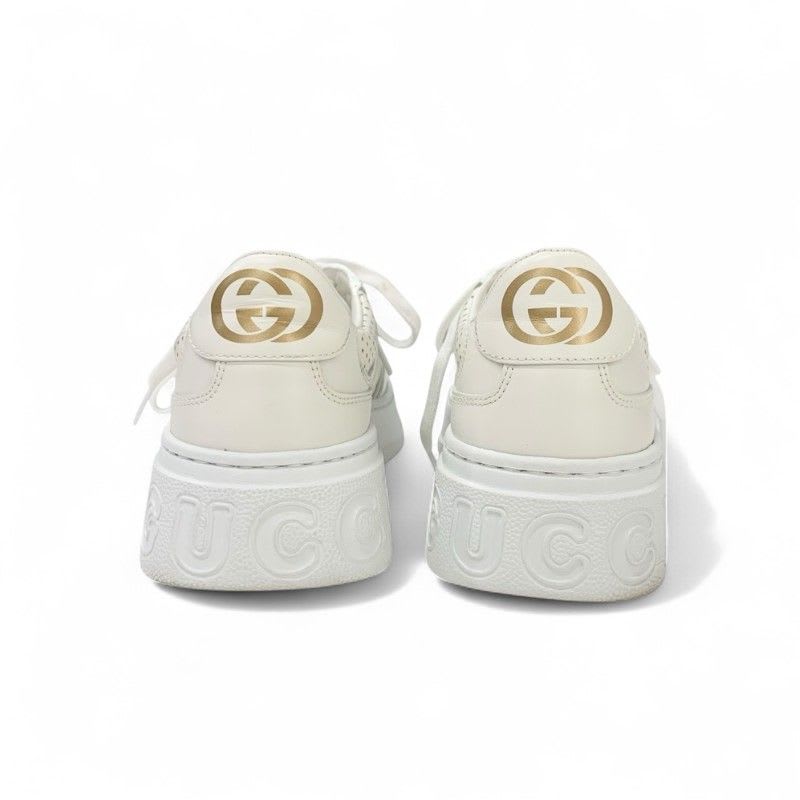 Gucci Sneakers Shoes Leather White GG Embossed Interlocking G Logo
