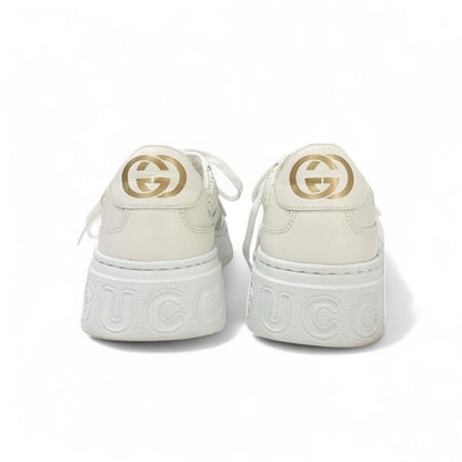 Gucci Sneakers Shoes Leather White GG Embossed Interlocking G Logo