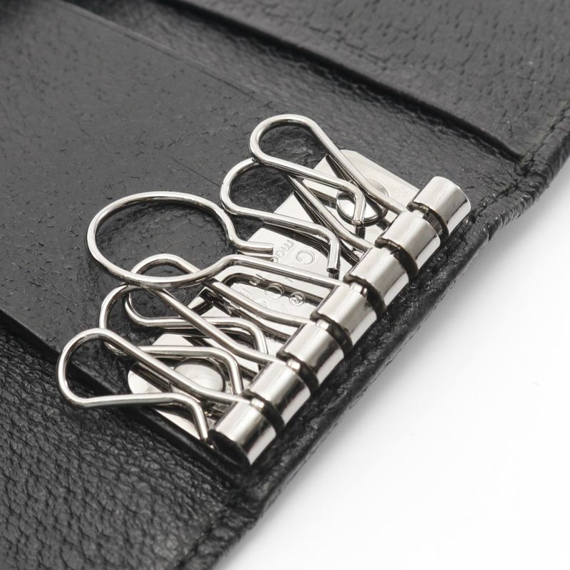 Gucci Key Case GG Canvas 127048 Black Canvas Leather 6-Rib Key Case Ladies Used