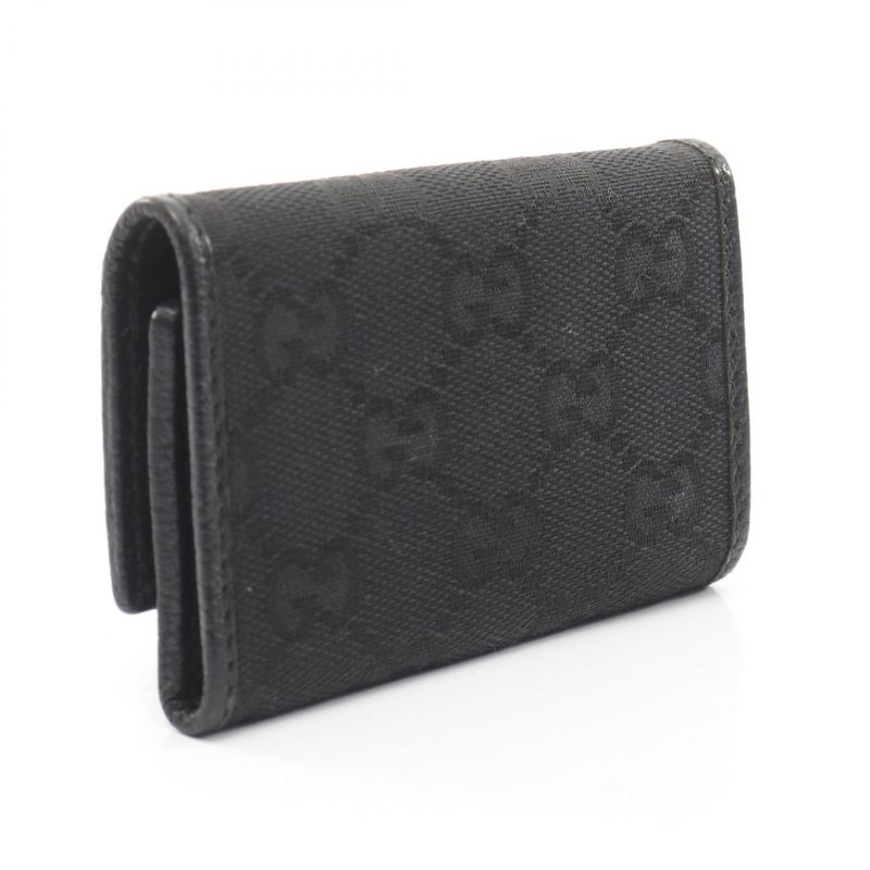 Gucci Key Case GG Canvas 127048 Black Canvas Leather 6-Rib Key Case Ladies Used