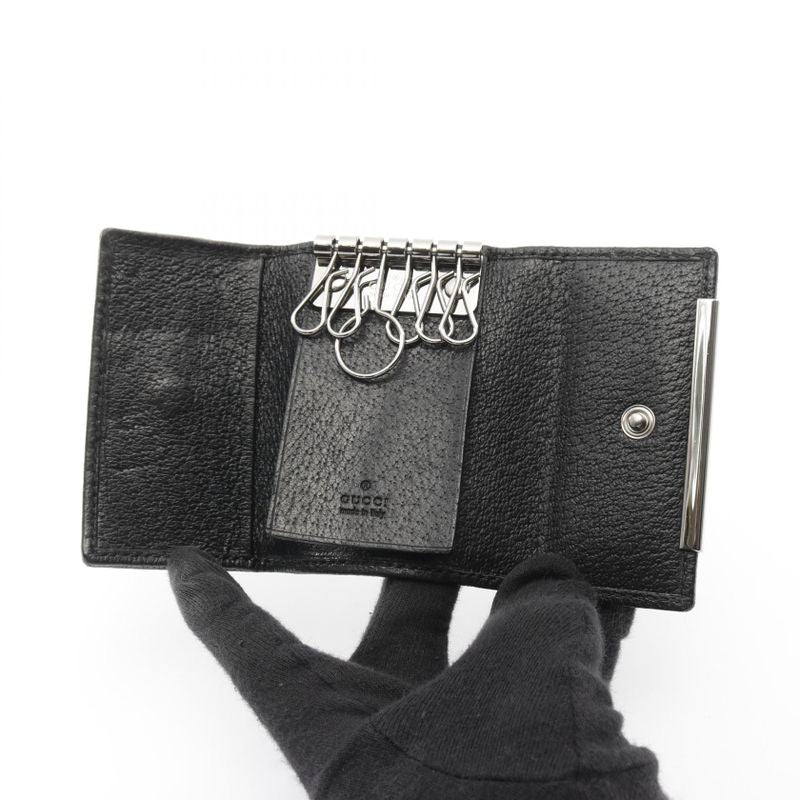 Gucci Key Case GG Canvas 127048 Black Canvas Leather 6-Rib Key Case Ladies Used