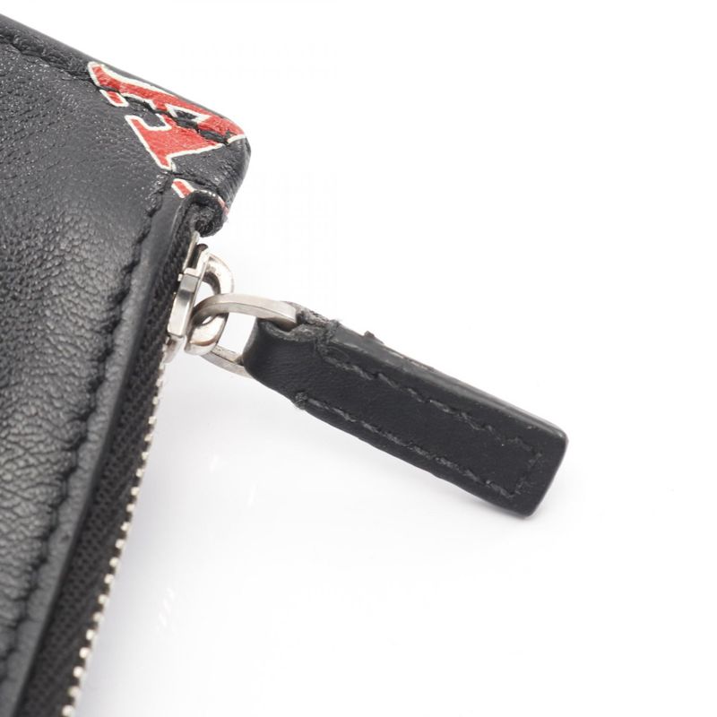 Balenciaga Coin Case Card Case Black Red Leather Card Case Ladies Used B