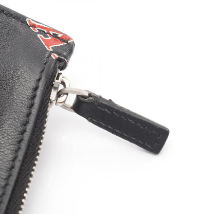 Balenciaga Coin Case Card Case Black Red Leather Card Case Ladies Used B