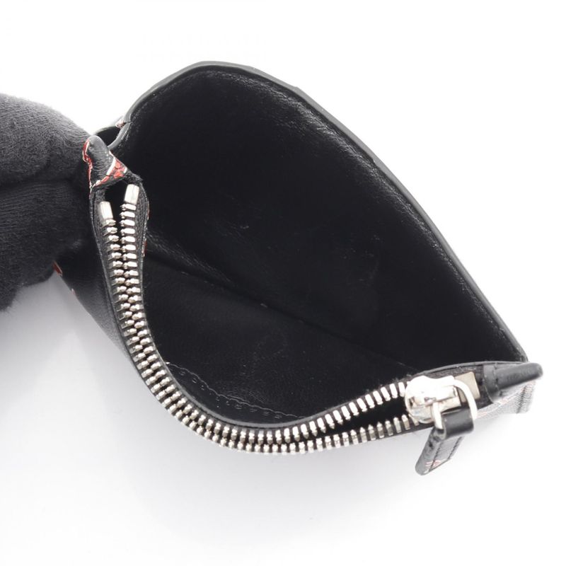 Balenciaga Coin Case Card Case Black Red Leather Card Case Ladies Used B