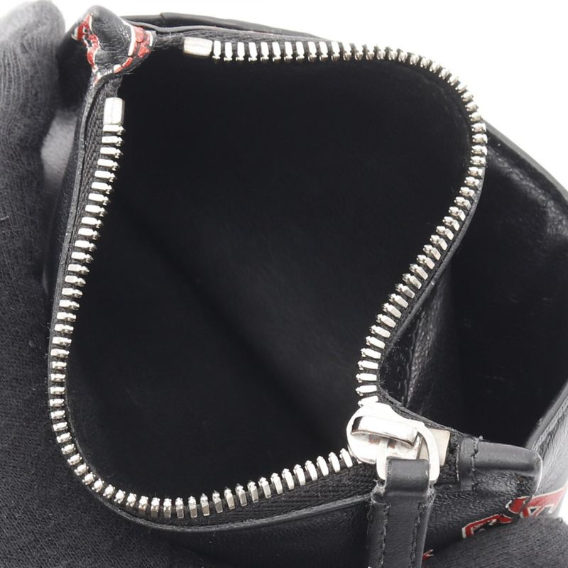 Balenciaga Coin Case Card Case Black Red Leather Card Case Ladies Used B
