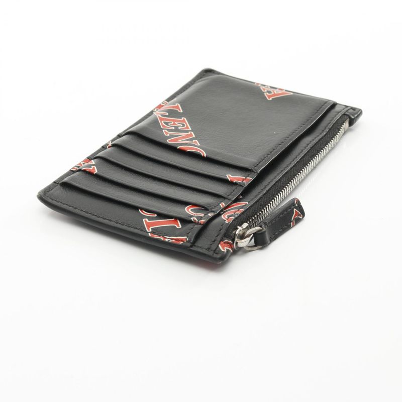 Balenciaga Coin Case Card Case Black Red Leather Card Case Ladies Used B