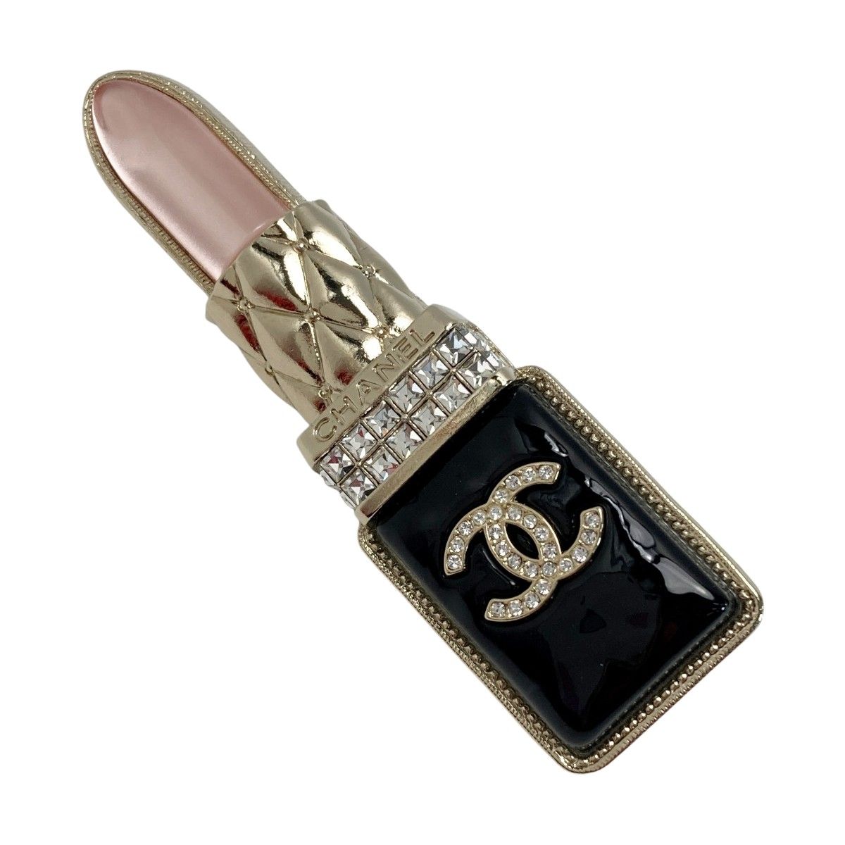Chanel Cocomark Lipstick Motif Brooch A22c Pink Rhinestone GP Lipstick