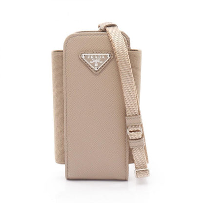 Prada Cell Phone and Smartphone Accessories Saffiano Triang 1zt019 Beige