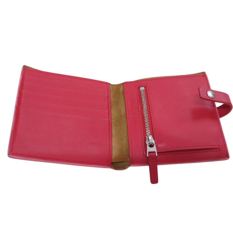 Good Bottega Veneta Nappa Leather Compact Wallet Bifold Wallet Pink Ladies Used