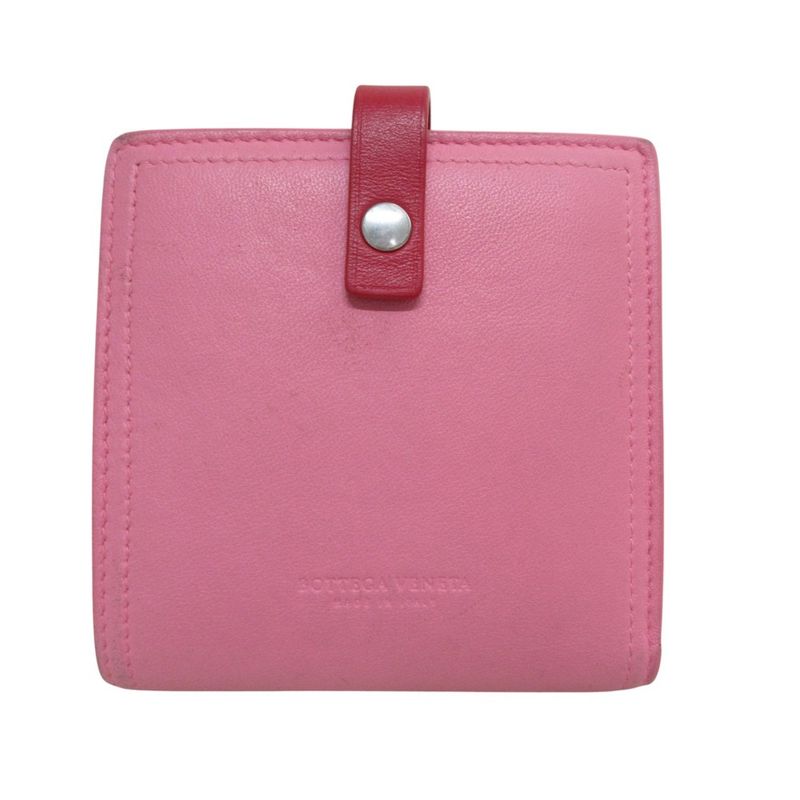 Good Bottega Veneta Nappa Leather Compact Wallet Bifold Wallet Pink Ladies Used
