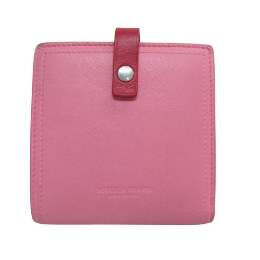 Good Bottega Veneta Nappa Leather Compact Wallet Bifold Wallet Pink Ladies Used