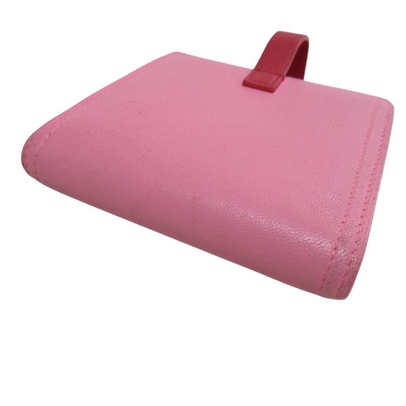 Good Bottega Veneta Nappa Leather Compact Wallet Bifold Wallet Pink Ladies Used