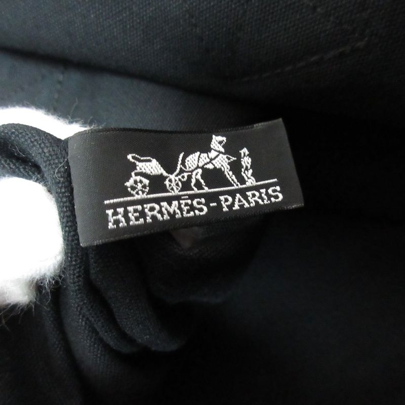Good Hermes Fourre Tout Cabas Canvas Tote Bag Black Women's Used