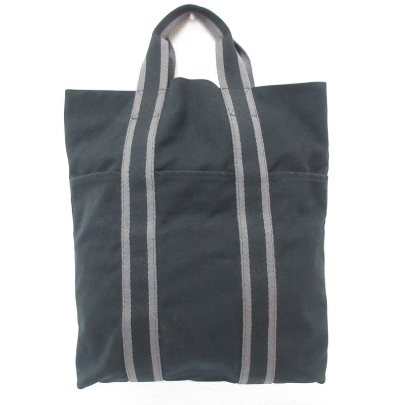 Good Hermes Fourre Tout Cabas Canvas Tote Bag Black Women's Used