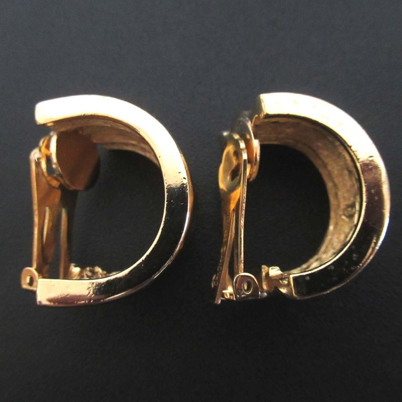 Christian DIOR GP Wide Cuff Clip Earrings Gold Color Women's Used