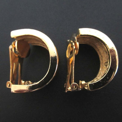 Christian DIOR GP Wide Cuff Clip Earrings Gold Color Women's Used