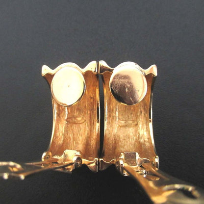 Christian DIOR GP Wide Cuff Clip Earrings Gold Color Women's Used