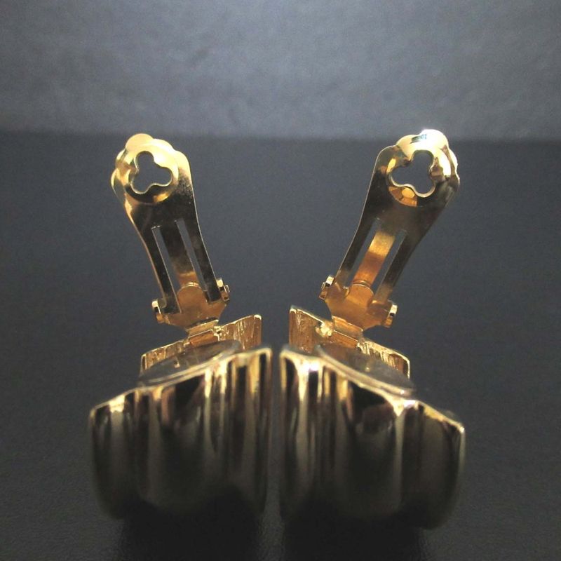 Christian DIOR GP Wide Cuff Clip Earrings Gold Color Women's Used
