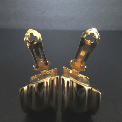 Christian DIOR GP Wide Cuff Clip Earrings Gold Color Women's Used