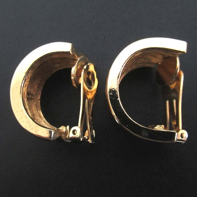 Christian DIOR GP Wide Cuff Clip Earrings Gold Color Women's Used