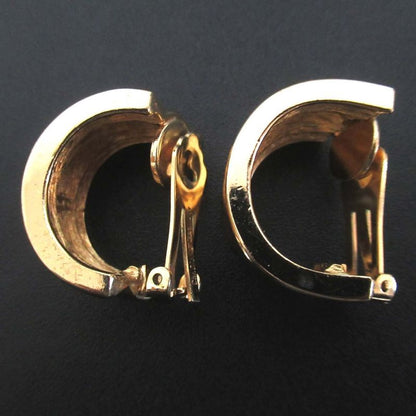Christian DIOR GP Wide Cuff Clip Earrings Gold Color Women's Used