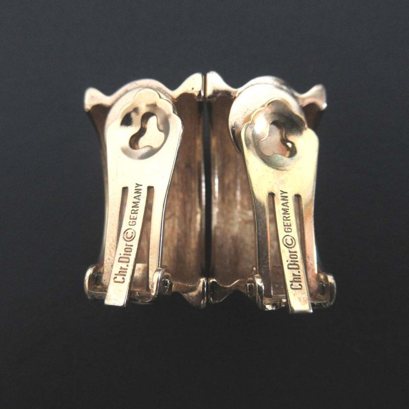 Christian DIOR GP Wide Cuff Clip Earrings Gold Color Women's Used
