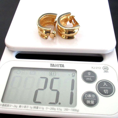 Christian DIOR GP Wide Cuff Clip Earrings Gold Color Women's Used