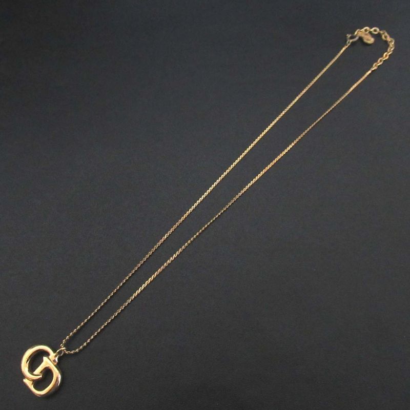 Good Christian DIOR GP CD Logo Necklace Gold Color Ladies Used