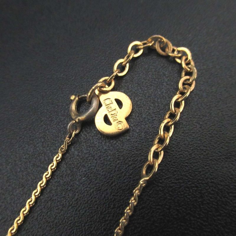 Good Christian DIOR GP CD Logo Necklace Gold Color Ladies Used