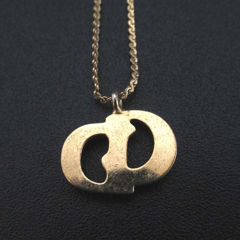 Good Christian DIOR GP CD Logo Necklace Gold Color Ladies Used