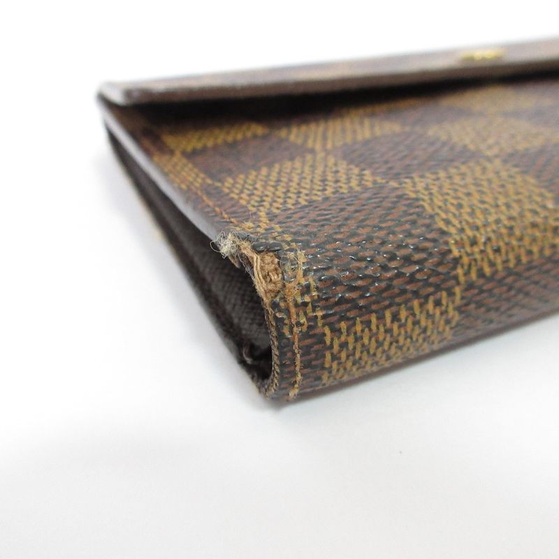 Louis Vuitton Damier Ebène Porte-tresor Etui Papier Trifold Wallet N61202 Brown
