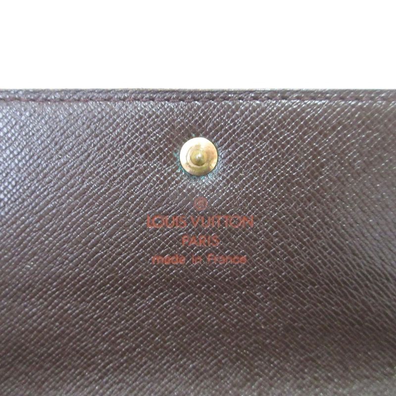 Louis Vuitton Damier Ebène Porte-tresor Etui Papier Trifold Wallet N61202 Brown