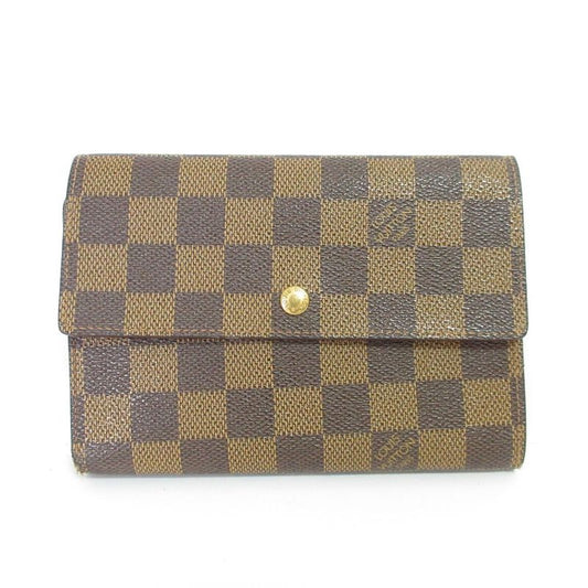 Louis Vuitton Damier Ebène Porte-tresor Etui Papier Trifold Wallet N61202 Brown