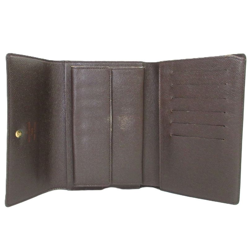 Louis Vuitton Damier Ebène Porte-tresor Etui Papier Trifold Wallet N61202 Brown