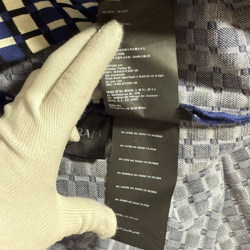 Prada Plaid Knit Flared Skirt 38 Blue X White Women's Used