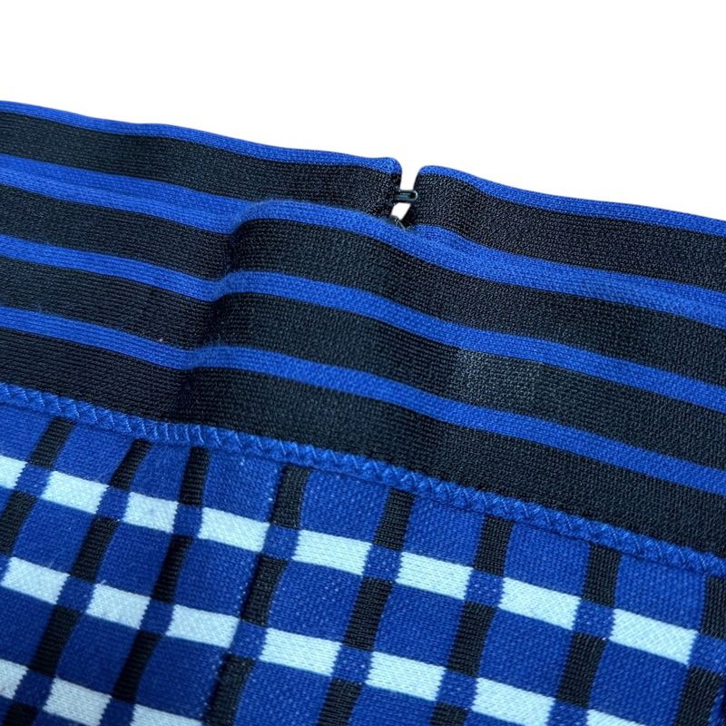 Prada Plaid Knit Flared Skirt 38 Blue X White Women's Used