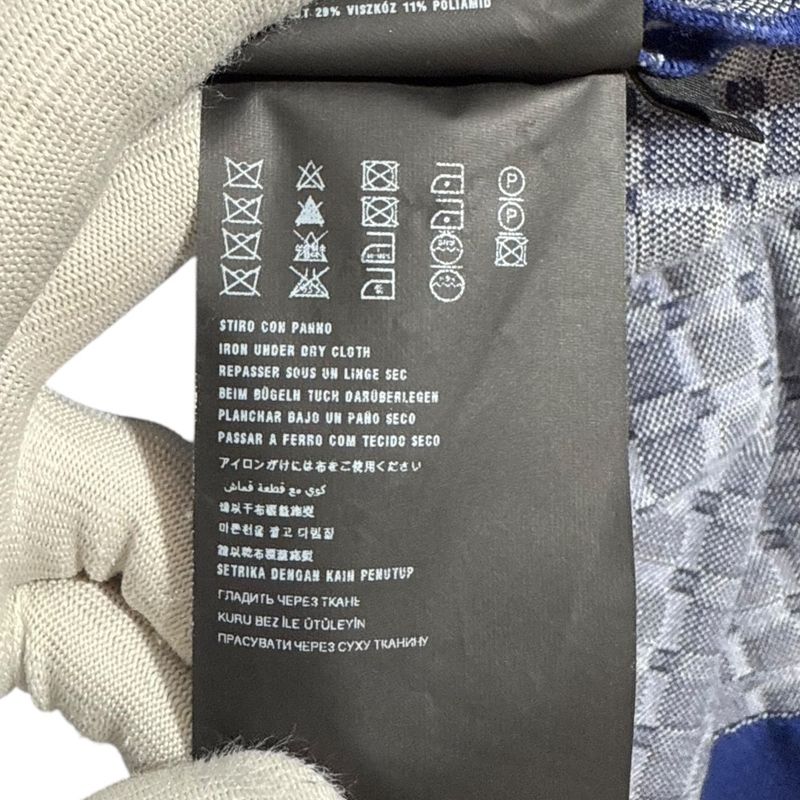 Prada Plaid Knit Flared Skirt 38 Blue X White Women's Used