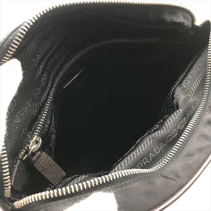 Prada Nylon Tessuto Leather Logo Triangle Shoulder Bag Black
