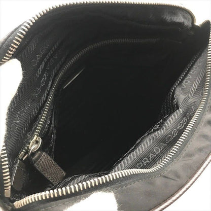 Prada Nylon Tessuto Leather Logo Triangle Shoulder Bag Black