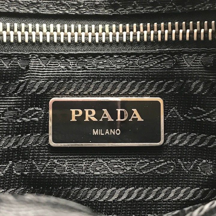 Prada Nylon Tessuto Leather Logo Triangle Shoulder Bag Black