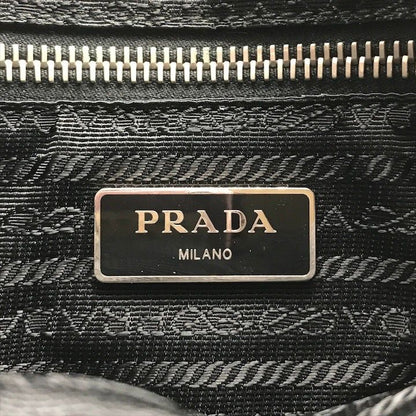 Prada Nylon Tessuto Leather Logo Triangle Shoulder Bag Black