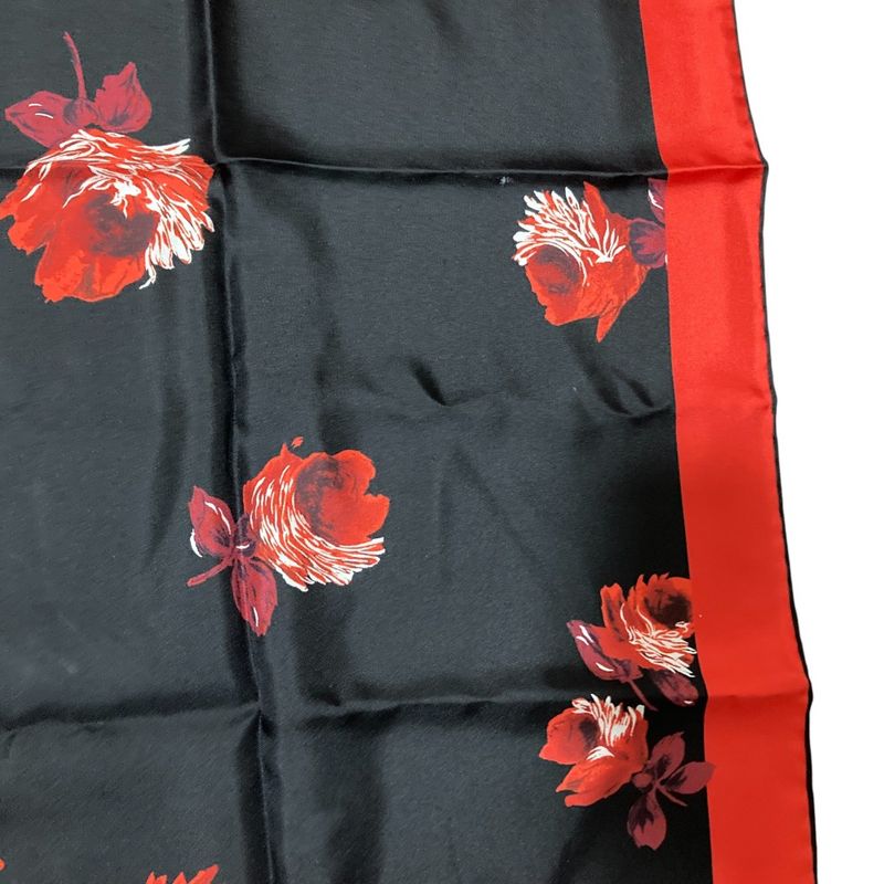 Prada Aloha Print Large Silk Scarf Black Ladies Used