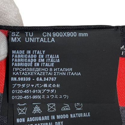 Prada Aloha Print Large Silk Scarf Black Ladies Used