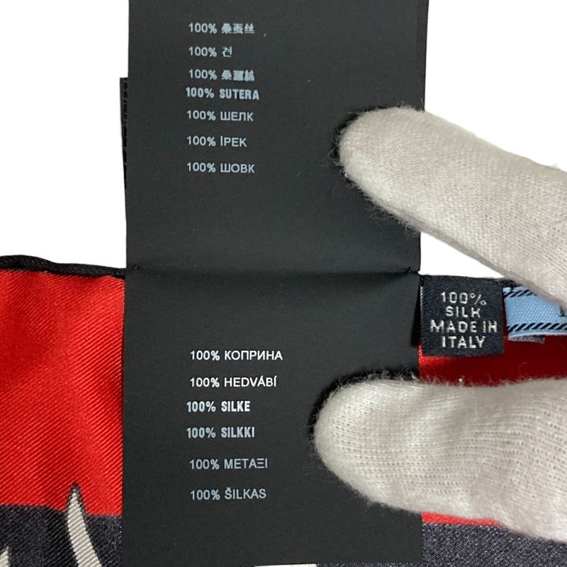 Prada Aloha Print Large Silk Scarf Black Ladies Used