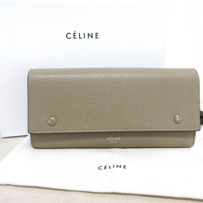 Celine Phoebe Period Large Flap Multi Function Leather Long Wallet Long Wallet